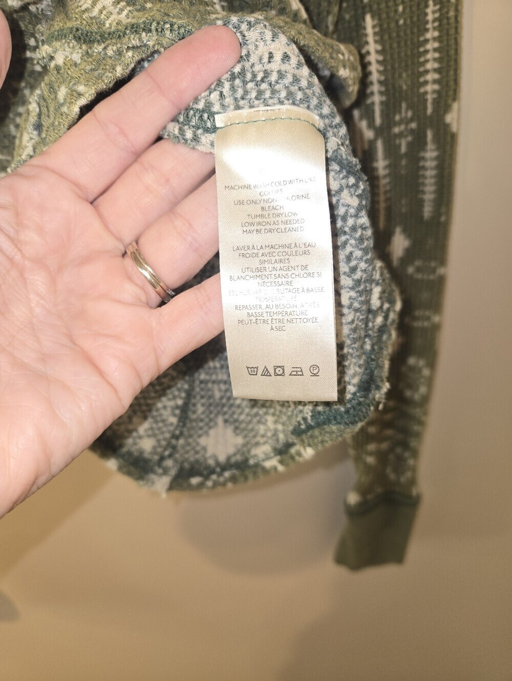 We The Free People Pretty Little Thermal Top Womens Blue Floral Long Sleeve S - Picture 9 of 13